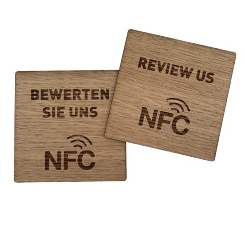 Bewertung Aufkleber aus Holz mit NFC | für alle Bewertungsportale wie Google | Automatisierte Bewertungen generieren in Sekunden mit nur 1 Klick | Wir richten alles für Sie ein (Eiche) von ebets