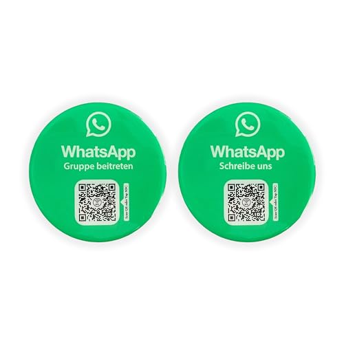 WhatsApp Aufkleber für Unternehmen, Firmen, Vereine, Fans | mit QR-Code und NFC | outdoortauglich und langlebig | hochwertige 3D Doming Optik (1) von ebets