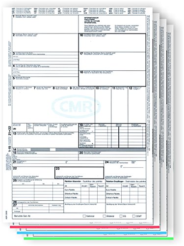 250 x CMR Frachtbrief 4-teilig für Laser- und Inkjetdrucker, Einzelblätter DIN A4 lose im Wechsel/für internationalen Güterverkehr von ebs Versand