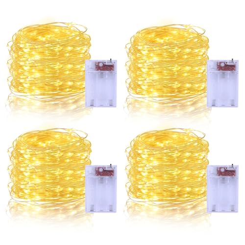 echosari 4 Stück Batterie LED Lichterkette,5M 50 LED Lichterketten Batterien 2 Modi für Garten Hochzeit Party Deko (Warmweiß) von echosari