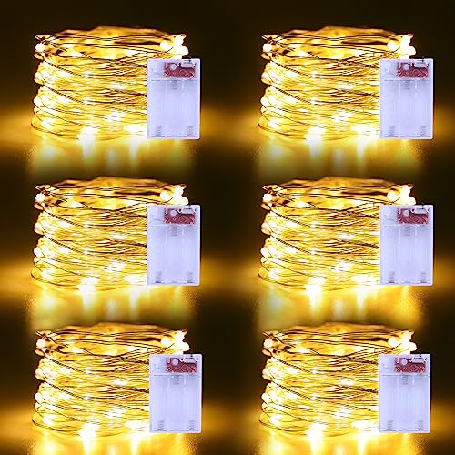 echosari 6 Stück Lichterkette Batterie,5M 50 LED Lichterketten Batterien 2 Modi für Garten Hochzeit Party Deko (Warmweiß) von echosari