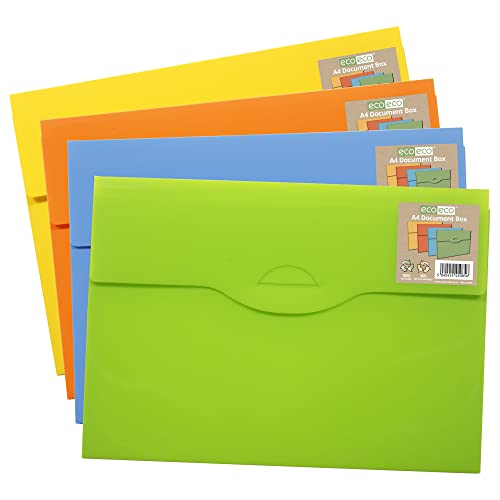 Dokumentenmappe, A4, 50% recycelt, dünn, 4 Stück, verschiedene Farben von eco-eco