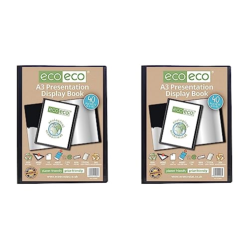 eco-eco A3 50% Recycelt 40 Taschen-Schwarz-Farbe Päsentationsdisplay Buch (Packung mit 2) von eco-eco