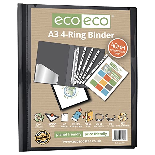 eco-eco A3 95% recyceltes 4D-Hochformat Ringbuch Aktenordner Artwork Portfolio eco087 von eco-eco