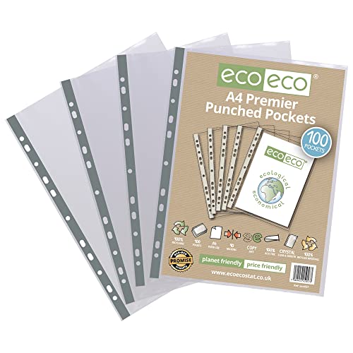 eco-eco A4 100% Recycelt Sack 100 Premier Multi Prospekthüllen, 100 Premier Pockets, eco057 von eco-eco