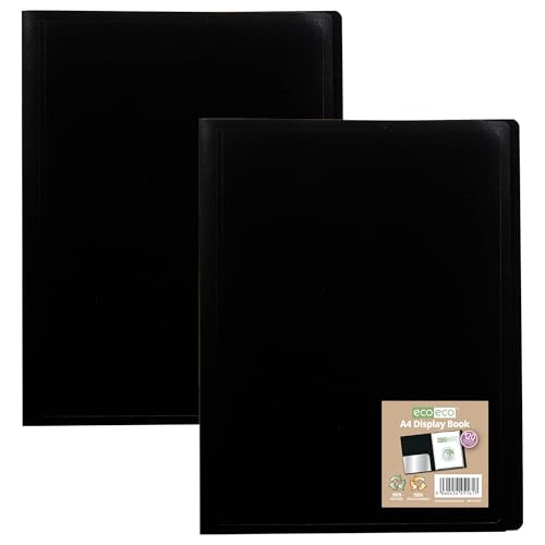 eco-eco A4 100% recyceltes 120 Pocket Black Flexible Cover Portfolio Book Folder Display Book, Display Book, Pack of 2 Books, eco161x2 von eco-eco