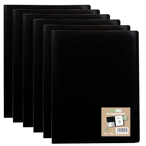 eco-eco A4 100% recyceltes Portfolio, 10 Hüllen, flexibler Einband, Portfolio-Buch, Ordner, Präsentationsbuch, 6 Stück, eco160 x 6 cm, Schwarz von eco-eco