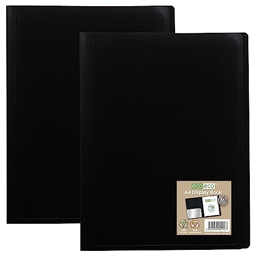 eco-eco A4 100% recyceltes Sichtbuch mit 100 Taschen, schwarz, flexibler Einband, 2 Stück, eco116 x 2 von eco-eco