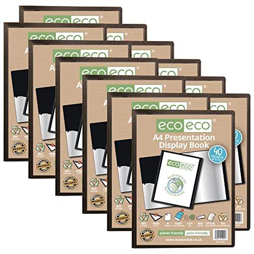 eco-eco A4 50% Recycelt 40 Taschen-Schwarz-Farbe Päsentationsdisplay Book (Packung mit 12) von eco-eco