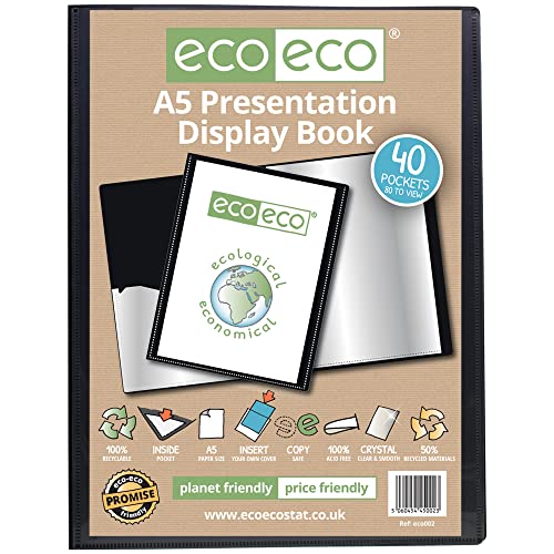 eco-eco A5 50% Recycelt 40 Taschen-Schwarz-Farbe Päsentationsdisplay Buch von eco-eco