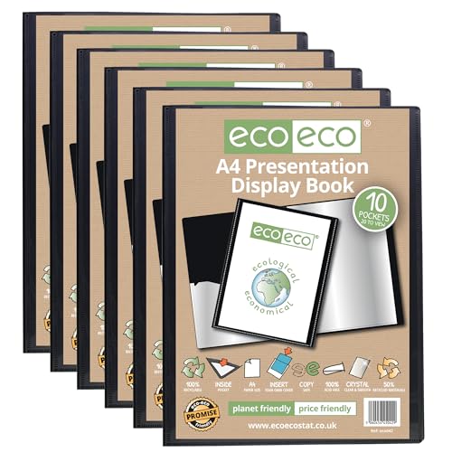 eco-eco Eco042 x 6 cm, A4-Format, 50% recycelt, 10 Hüllen, Schwarz, Präsentationsmappe mit Kunststoffhüllen von eco-eco