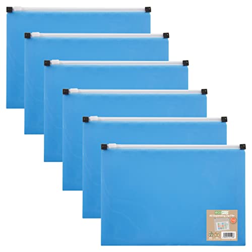 eco-eco Fächermappe mit Reißverschluss, A5, 50% recycelt, Blau, 6 Stück, eco106 x 6 Blau von eco-eco