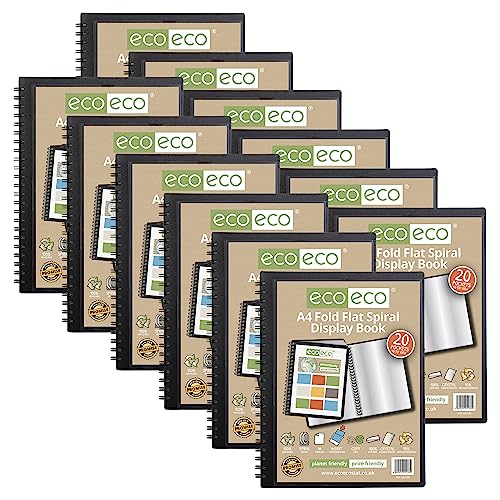 eco-eco Sichtbuch, A4, 50% recycelt, 20 Fächer, flach, Spiralbindung, 12 Stück, eco133 x 12 von eco-eco