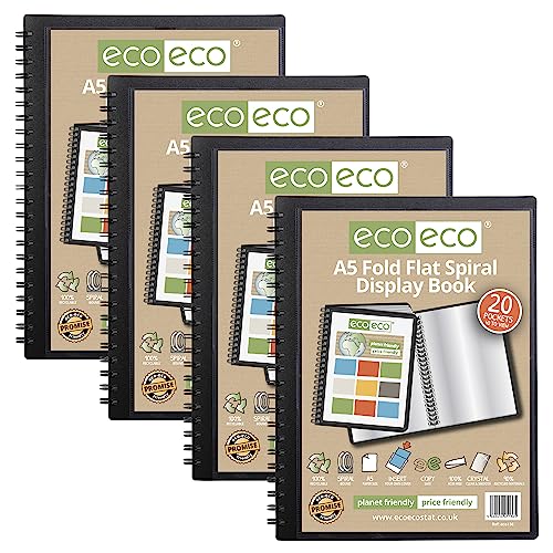 eco-eco Sichtbuch, A5, 50% recycelt, 20 Taschen, gefaltet, Spiralbindung, 4 Stück, eco136 x 4 von eco-eco