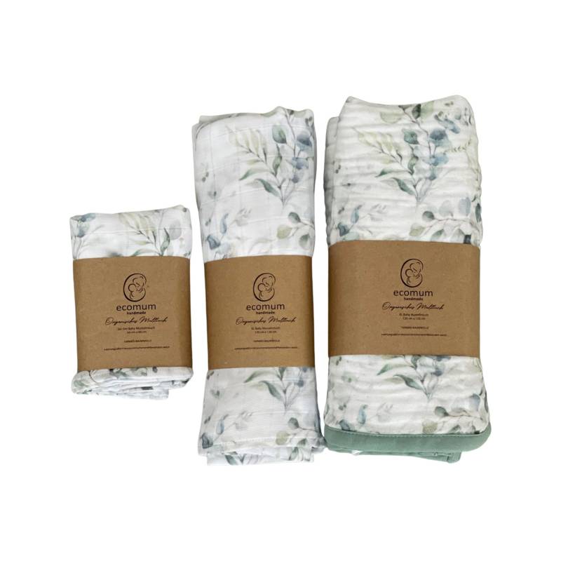 Bio - Musselintuch | Pucktuch Swaddle Mulltuch Spucktuch Stilltuch Schnuffeltuch Musselin Babydecke Wickeltuch Eukalyptus von ecoma