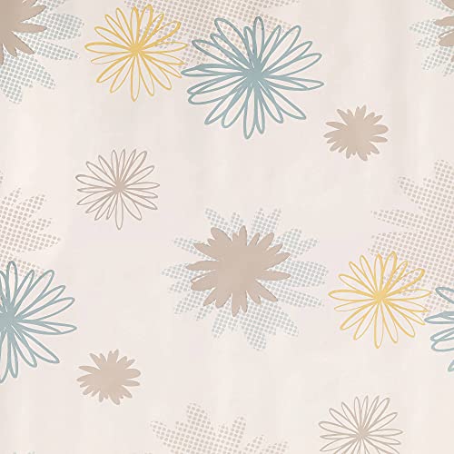 ecosoul Wachstuchtischdecke Pollen Taupe 1,4m Breite Länge wählbar Blumen beige blau gelb Schutzdecke Gartentischdecke abwaschbar (140cm x 270cm) von ecosoul