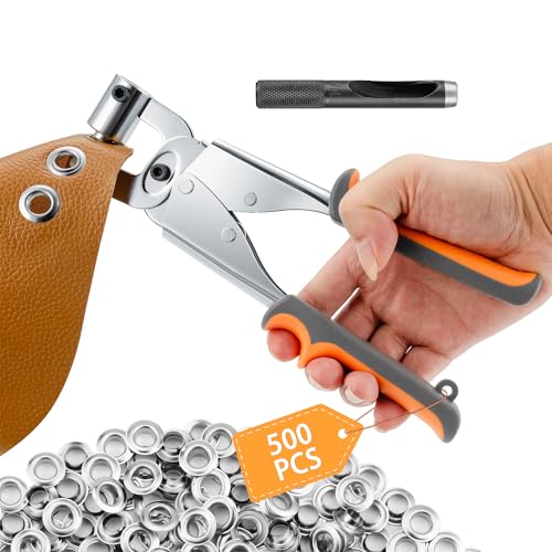 Ecraft Ösenzange-WerkzeugSet: (10 mm) mit 500 silbernen Ösen Ösenzange Metallösen Kits Ösenlochzange Set Banner Maker Maschine für Stoffe,Planenösen,Sonnensegeln von ecraft