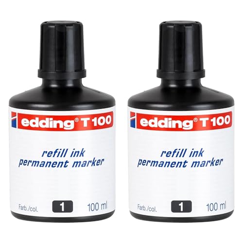 EDDING 2 Nachfülltinten T100 ml Tropfenform für Permanentmarker, Schwarz von edding