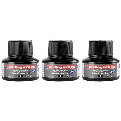 EDDING 3 Nachfülltinten BTK25 ml pro Capilarität für Whiteboard-Marker, Schwarz von edding