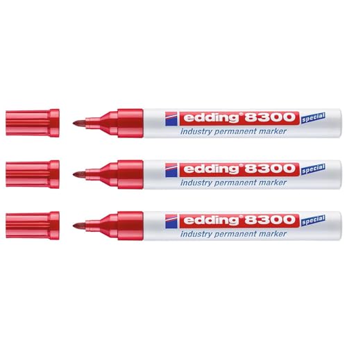 Edding 3 Permanentmarker Spezial Industrie 8300 Rot Rundspitze 1,5 – 3 mm von edding