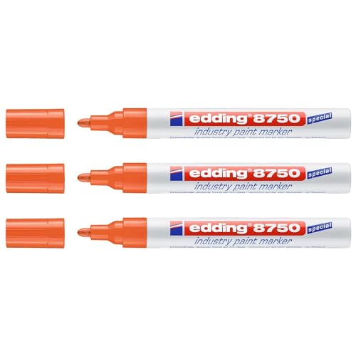 Edding 3 Stück 8750 Marker, speziell für Industrie, Orange, 2-4 mm von edding