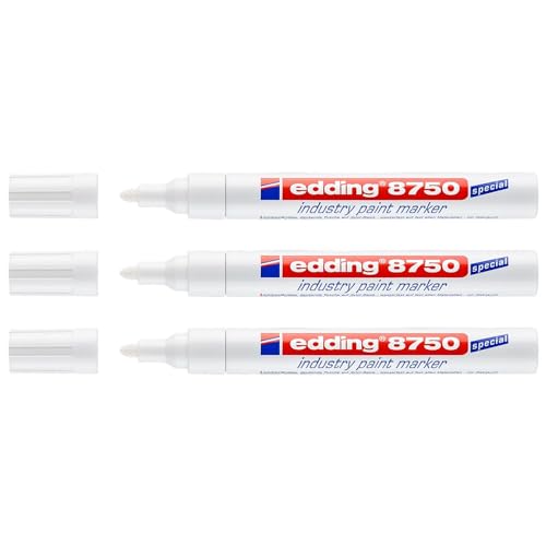 edding 3 Stück 8750 Marker für Industrie, Weiß, 2-4 mm von edding