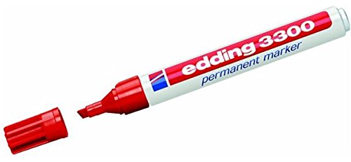 Edding 3300 Permanentmarker Keilspitze [nachfüllbar] | 3er, 5er und 10er Sparpacks in verschiedenen Farben zur Auswahl (3er Sparpack, Rot) von edding