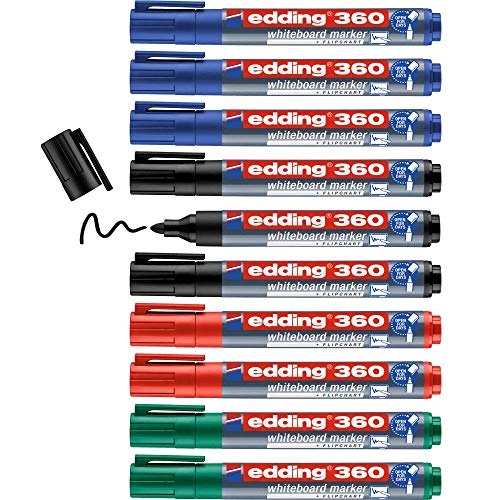 Edding 360 DRYWIPE MARKER Rundspitze 1,5–3 mm sortiert Ref 360–099 [Pack 10] von edding