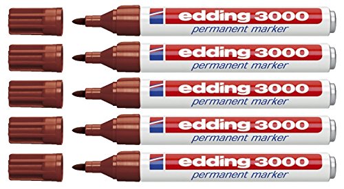 Edding 4-3000007 Sparpack Permanentmarker, nachfüllbar, 1, 5 - 3 mm (5, braun) von edding