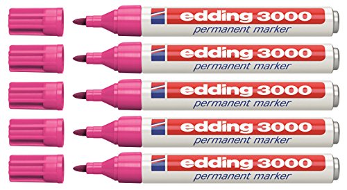 Edding 4-3000009 Sparpack Permanentmarker, nachfüllbar, 1, 5 - 3 mm (5, pink (rosa)) von edding