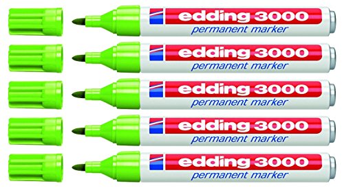 Edding 4-3000011 Sparpack Permanentmarker, nachfüllbar, 1, 5 - 3 mm (5, hellgrün) von edding