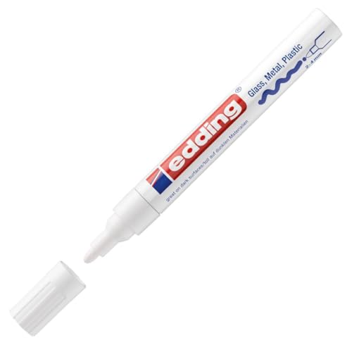 Edding 4-750-9-049 Marker Malerei 750 mittlere Spitze Zeichnung Tinte lackiert blickdicht alle Arten Materialien robust Wärme 2 – 4 mm weiss von edding