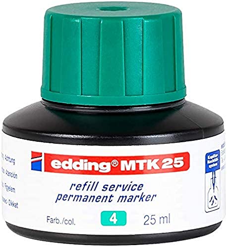 edding MTK 25 Nachfülltinte - grün - 25 ml - mit Kapillarsystem, ideal zum sauberen und unkomplizierten Nachfüllen fast aller edding Permanentmarker von edding