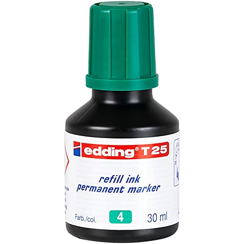 edding T 25 Nachfülltinte Permanent Marker - grün - 30 ml - mit Tropfenspendersystem, zum schnellen Nachfüllen fast aller edding Permanent Marker von edding