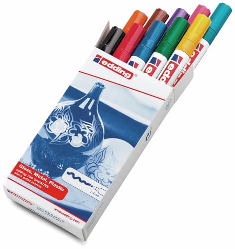 Edding 750 creative marker set basic 4-750-9-999 Lackmarker Schwarz, Rot, Blau, Grün, Gelb, Orange, Braun, Violett, Ros von edding