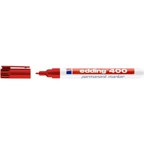 Edding Permanentmarker 400, nachfüllbar, 1 mm, Rot - Buchstabendruck - Marker - Schreibzwecke von edding