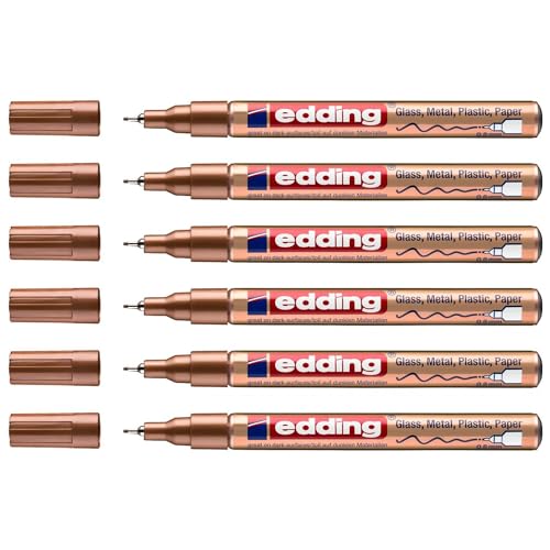 Edding Set mit 6 Markern, glänzend, 780 Kupfer, feine Spitze, 0,8 mm von edding