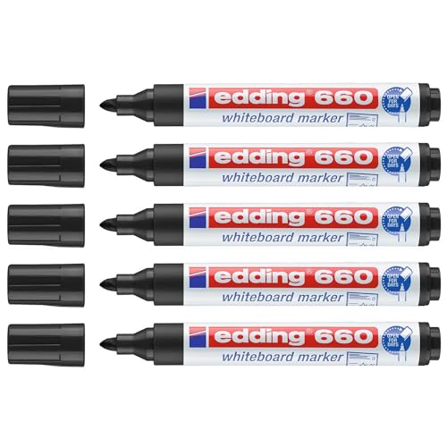 Edding Whiteboard-Marker 660 schwarz, Rundspitze 1,5-3 mm, 5 Stück von edding