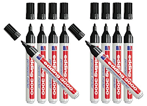 Permanentmarker edding 3000, schwarz, 1,5-3 mm, nachfüllbar, 10er-Pack von edding