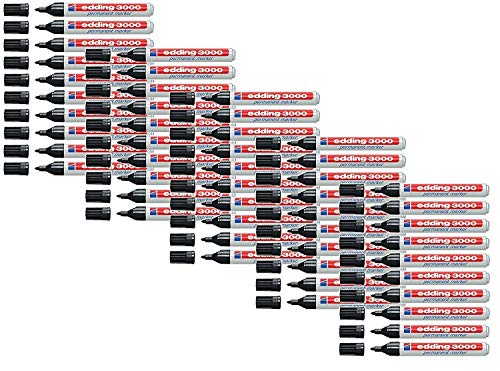 Permanentmarker edding 3000, schwarz, 1,5-3 mm, nachfüllbar, 50 Stück von edding