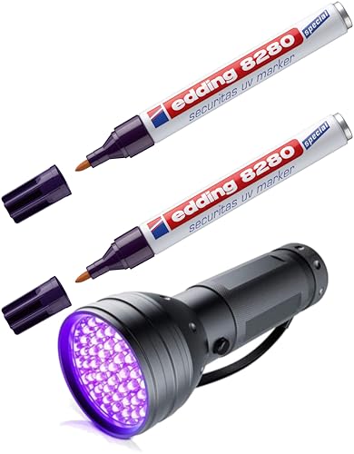 UV-Marker Securitas e-8280, Rundspitze 1,5-3mm, farblos (Uv Marker + Lampe 51 LED, 1) von edding