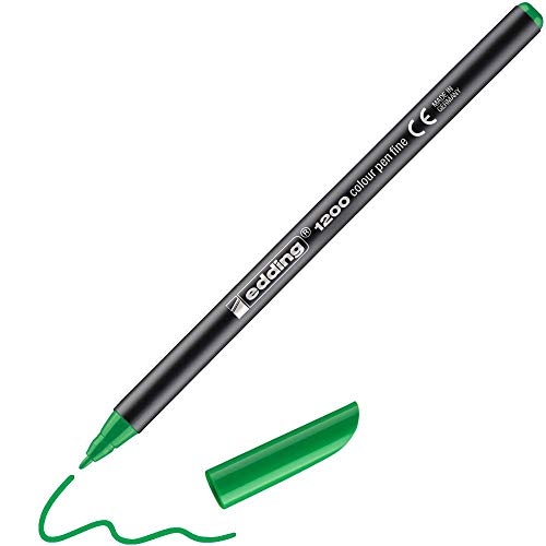 edding 1200 Fasermaler fein - neon-grün - 1 Stift - Rundspitze 1 mm - Filzstift zum Zeichnen und Schreiben - für Schule, Mandala von edding