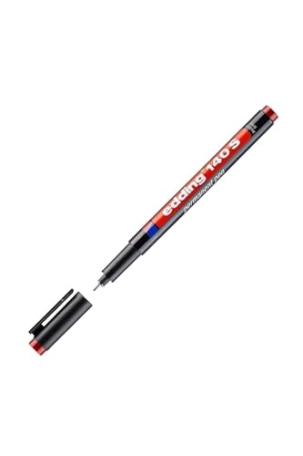 edding 140 S Permanenter Folienschreiber - rot - 1 Stift - Rundspitze 0,3 mm - Stift zum Schreiben auf Glas, Kunststoff, Folien und glatten Oberflächen - schnelltrocknend, wisch- und wasserfest von edding