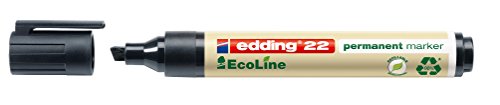 edding 22 Permanentmarker - schwarz - 1 Stift - Keil-Spitze 1-5 mm - schnell trocknender Permanent Marker - wasserfest, wischfest - für Karton, Kunststoff, Holz, Metall - Universalmarker von edding