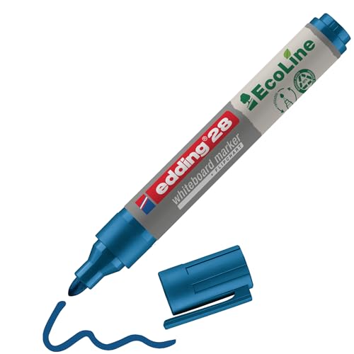 edding 28 Ecoline Whiteboardmarker - blau - 1 Whiteboard Stift - Rundspitze 1,5-3 mm - Boardmarker abwischbar - Whiteboard, Flipchart, Magnettafel, Pinnwand, Memoboard - Sketchnotes - nachfüllbar von edding