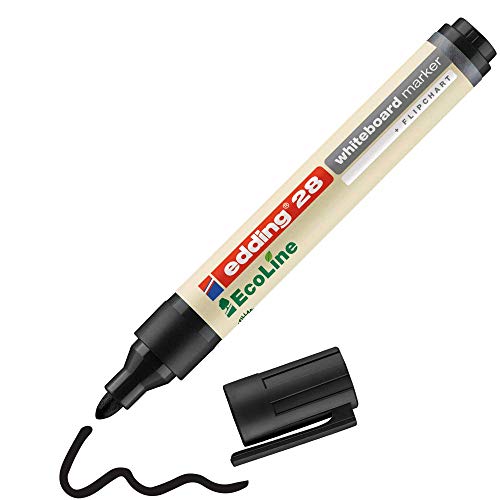 edding 28 Ecoline Whiteboardmarker - schwarz - 1 Whiteboard Stift - Rundspitze 1,5-3 mm - Boardmarker abwischbar - Whiteboard, Flipchart, Magnettafel, Pinnwand, Memoboard - Sketchnotes - nachfüllbar von edding