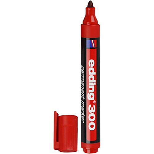 edding 300 Permanentmarker - rot - 1 Stift - Rundspitze 1,5-3 mm - wasserfest, schnell-trocknend - wischfest - für Karton, Kunststoff, Glas, Holz, Metall, Glas von edding