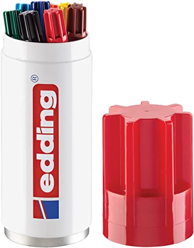 edding 3000 Permanentmarker - Stifte-Dose - 8 Farben-Set - Rund-Spitze 1,5-3 mm - schnell trocknender Permanent Marker - wasserfest, wischfest - für Karton, Kunststoff, Holz, Metall - Etui von edding