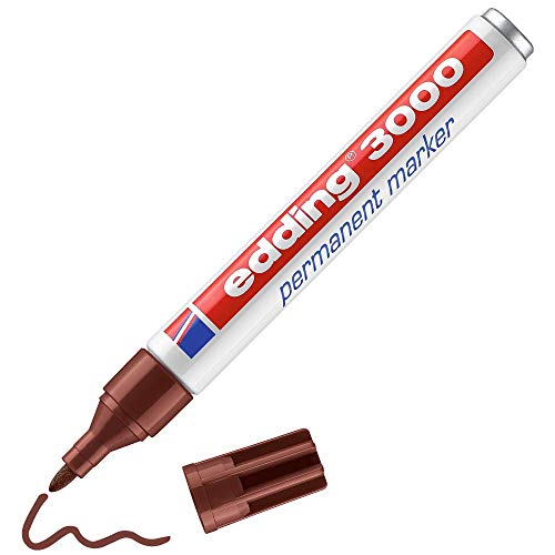 edding 3000 Permanentmarker - braun - 1 Stift - Rund-Spitze 1,5-3 mm - schnell trocknender Permanent Marker - wasserfest, wischfest - für Karton, Kunststoff, Holz, Metall - Universalmarker von edding