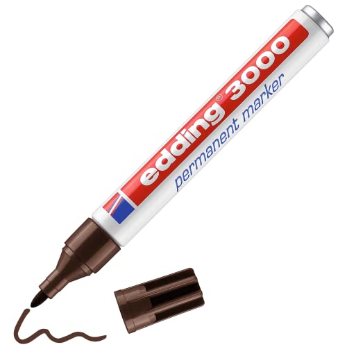 edding 3000 Permanentmarker - dunkel-braun - 1 Stift - Rund-Spitze 1,5-3 mm - schnell trocknender Permanent Marker - wasserfest, wischfest - für Karton, Kunststoff, Holz, Metall - Universalmarker von edding